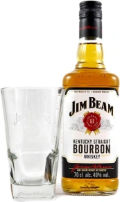 Виски with glass, Jim Beam, 4 года, 1 л